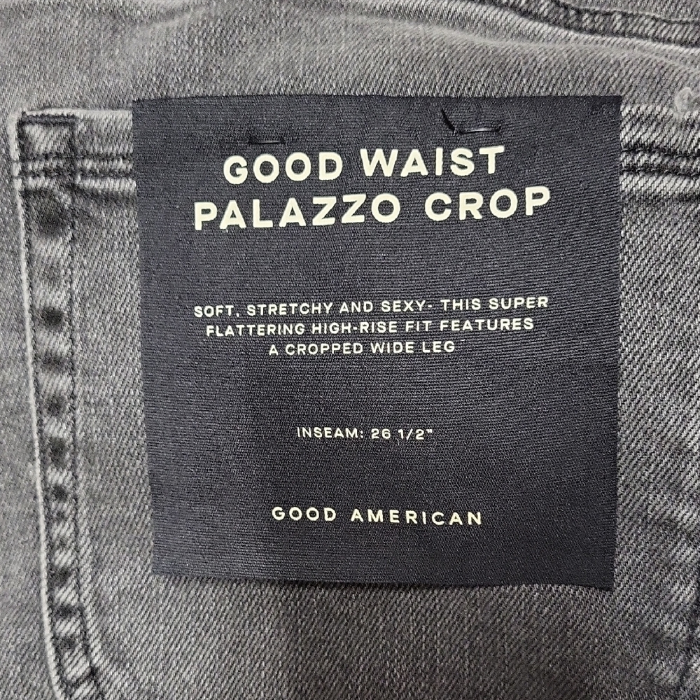 Good American Black Wash Palazzo Cropped Jeans - Picture 8 of 11